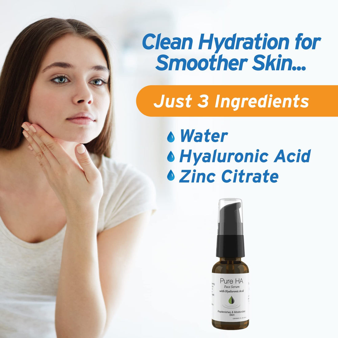 Hyalogic Pure HA Face Serum 1 oz with 1 Hyaluronic Acid Facial Mask - Sensitive Skin - Deep Hydrating, Moisturizing Topical, 1oz Pump - For Women & Men - Rejuvenate & Moisturize