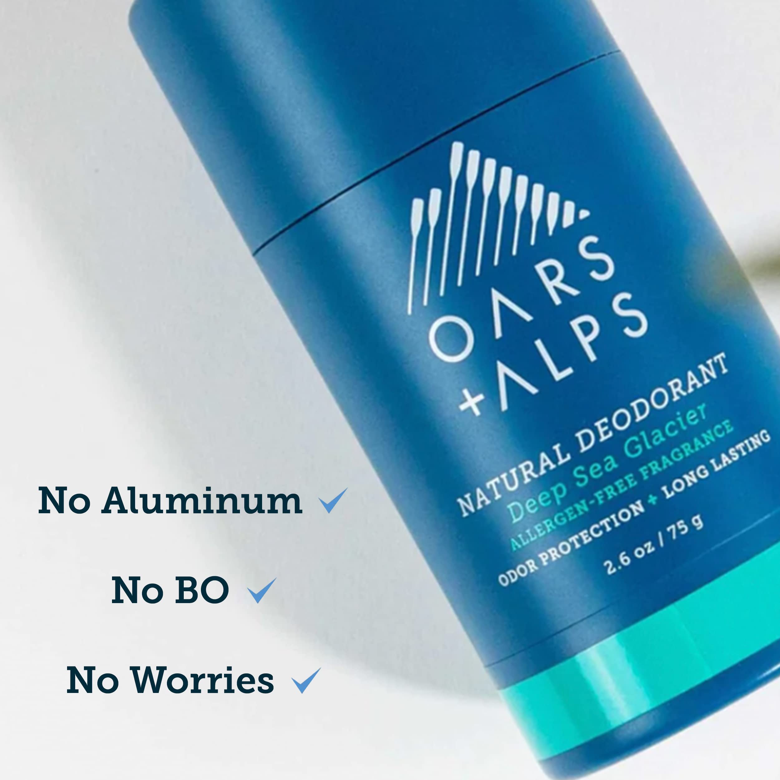 Oars + Alps Natural Deodorant , Allergen-Free Fragrance, Aluminum-Free, Alcohol-Free, Fights Odor. 2.6 oz, Deep Sea Glacier Scent