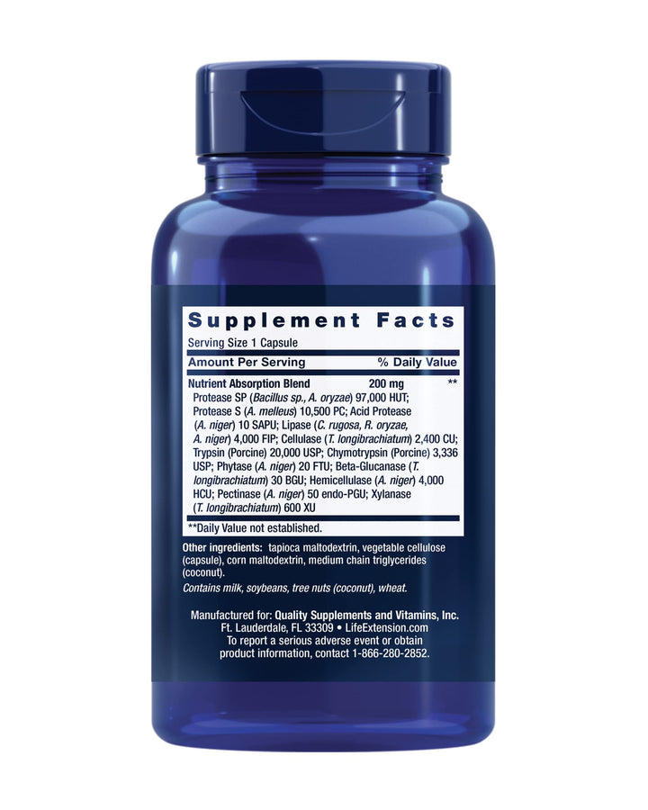 Life Extension Extraordinary Enzymes, Digestive Health Support, Nutrient Absorption, Digestive enzymes, Non-GMO, 60 Capsules