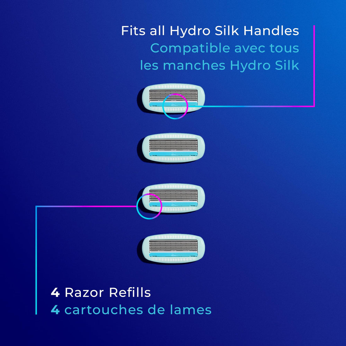 Schick Hydro Silk Women's Razor Blade Refills, Hydro Silk 5 Sensitive Care, 4 Count (Packaging May Vary)