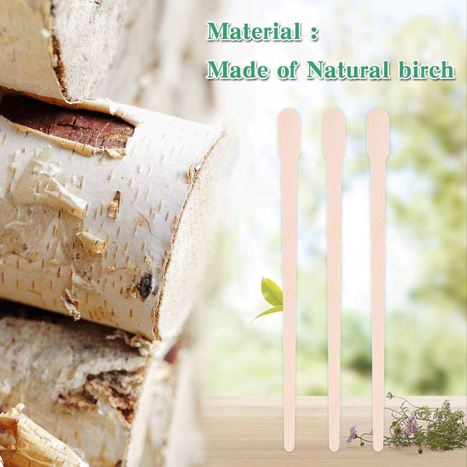 JANYUN 200 Pcs Wooden Eyebrow Waxing Sticks with Handle for Hair Removal - Face, Leg, Facial, and Eyebrow