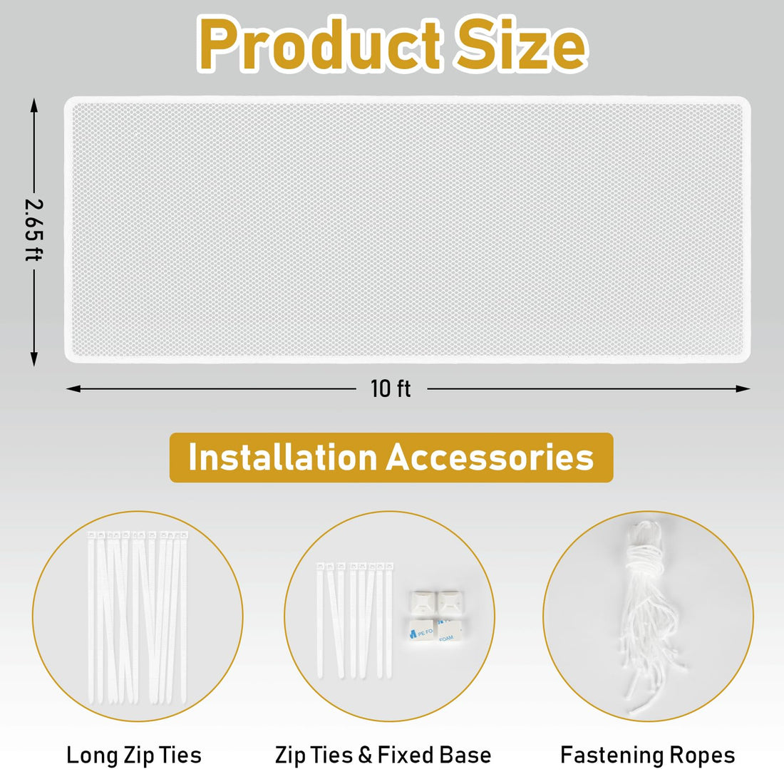 Indoor Outdoor Baby Safety Stair Railing Net 10ft x 2.6ft Baby Proofing Stair Balcony Banister Rail Guard Child Safety Stair Protection Safe Rail, White