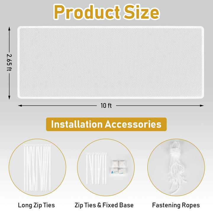 Indoor Outdoor Baby Safety Stair Railing Net 10ft x 2.6ft Baby Proofing Stair Balcony Banister Rail Guard Child Safety Stair Protection Safe Rail, White