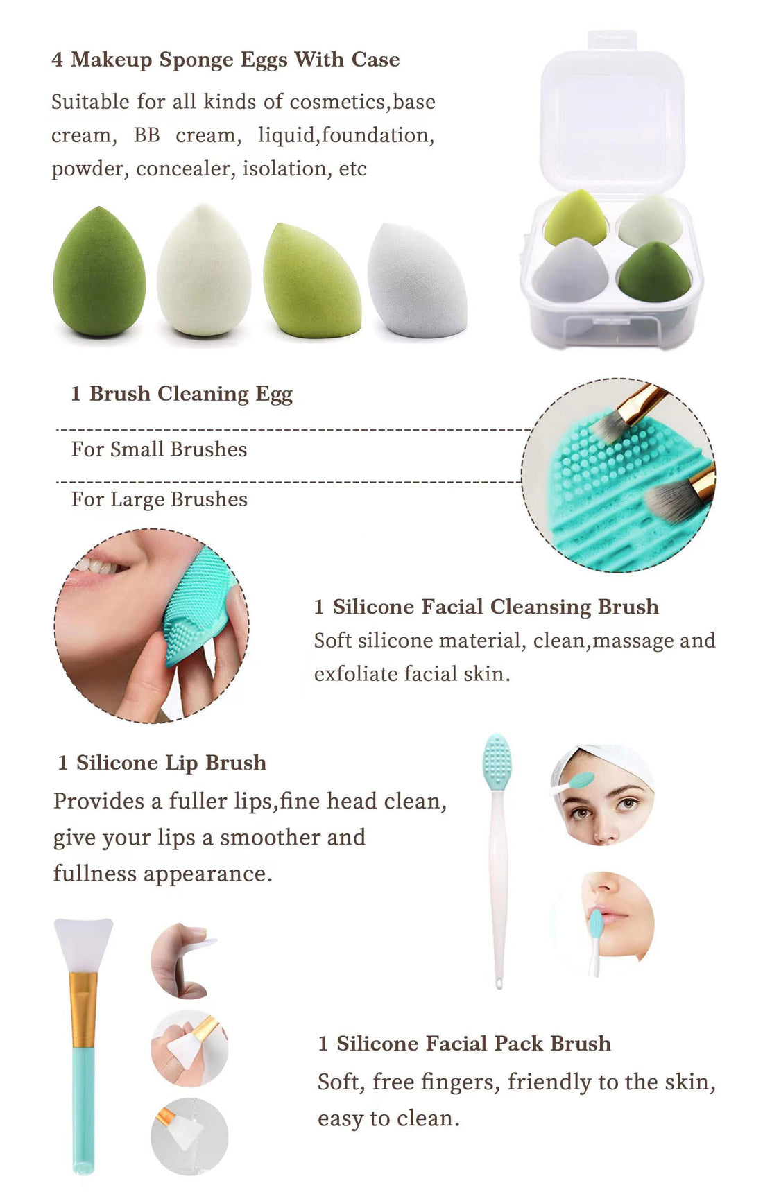 Koccido Makeup Brushes 30 Pcs Makeup Kit,Foundation Brush Eyeshadow Brush Make up Brushes Set (Green, 30 Piece Set Large)