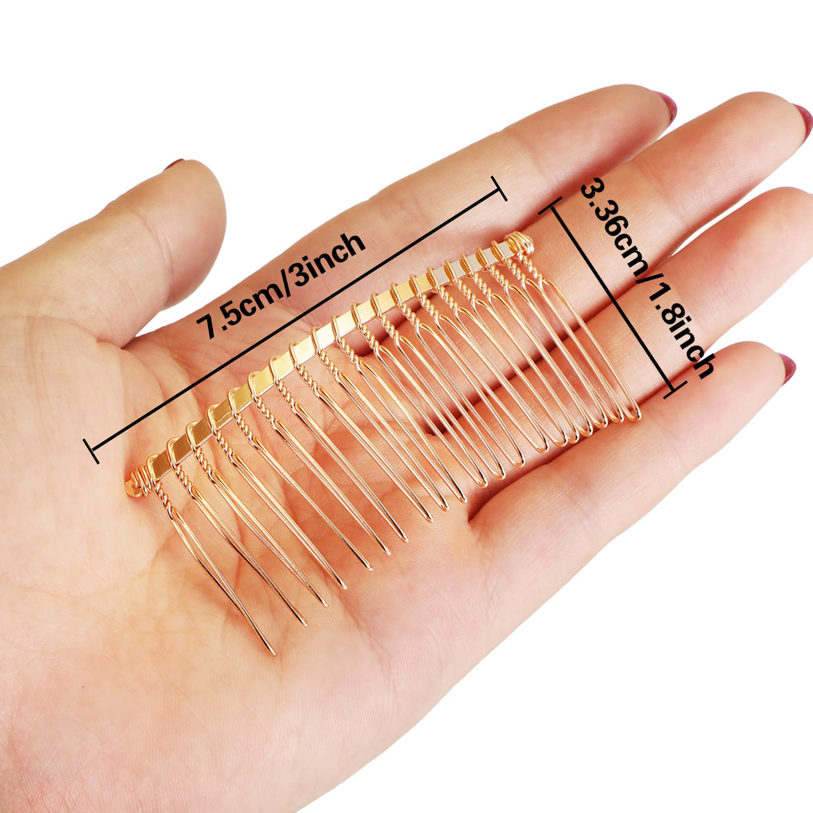 5 Pieces 20 Teeth Hair Clip Combs Metal Wire Hair Combs Wire Twist Bridal Wedding Veil Combs (Golden)