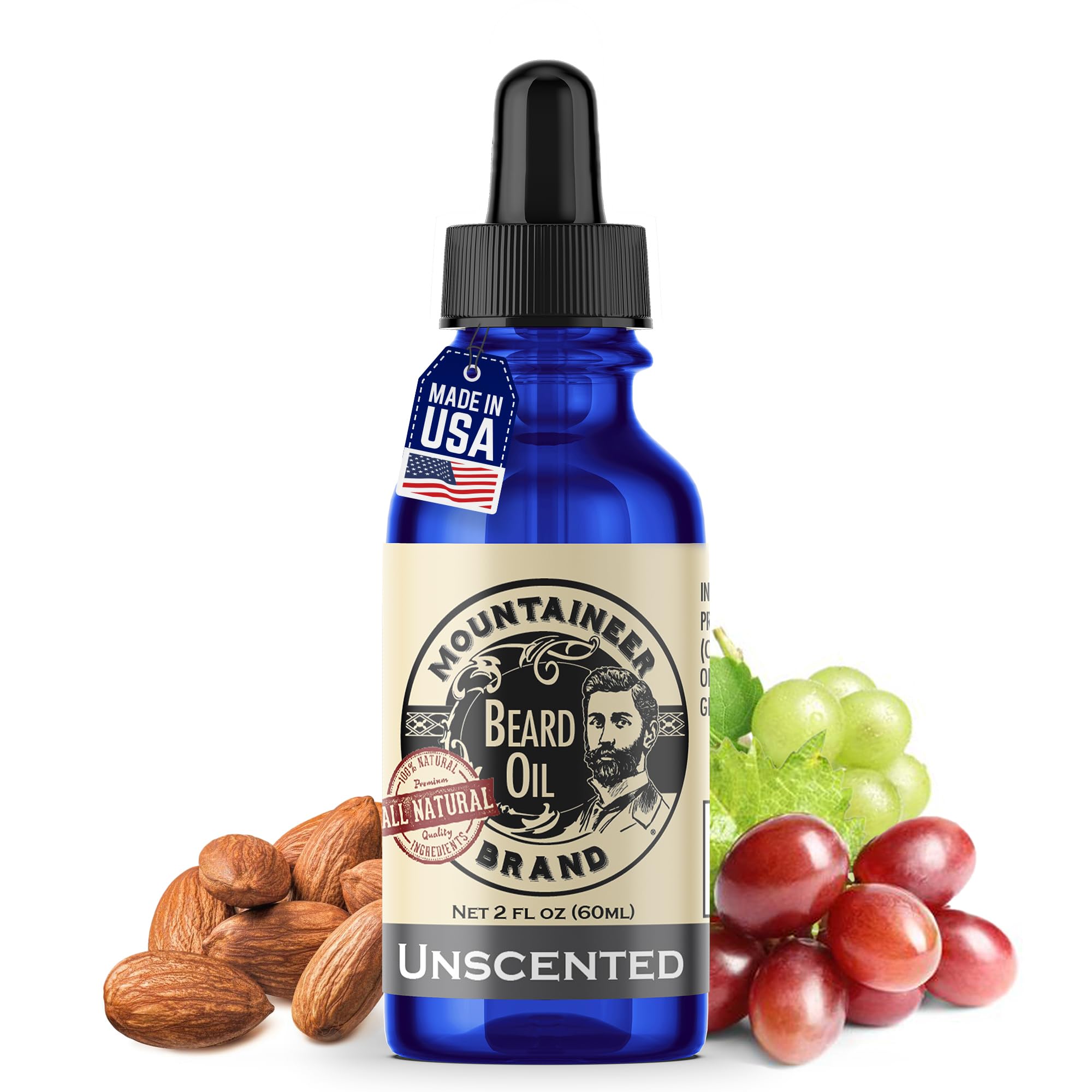 Mountaineer Brand Beard Oil - Unscented - 100% Natural Conditioner and Softener For Men - Hydrates and Moisturizes for Beard Growth - Treats Dry Itchy Beards - 2oz