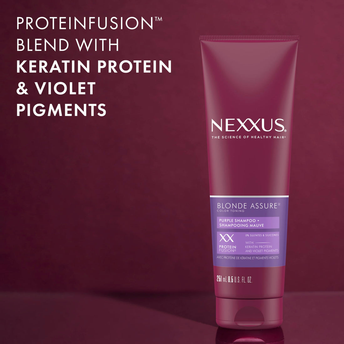 Nexxus Blonde Assure Purple Shampoo, Color Care Shampoo, For Blonde Hair Keratin Protein 8.5 oz