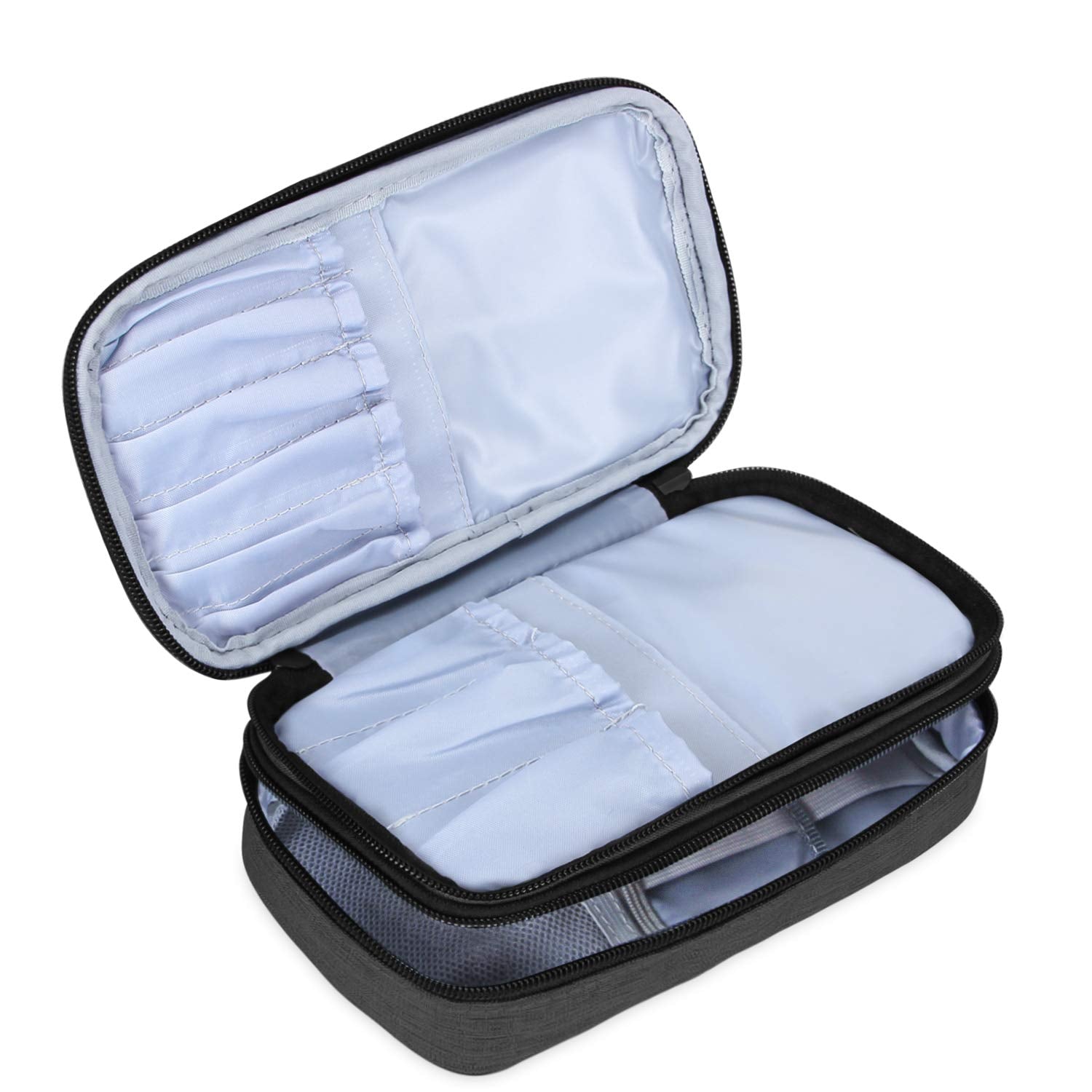 Teamoy Travel Makeup Brush Bag(up to 8.5), Professional Cosmetic Artist Organizer Case with Handle Strap for Makeup Brushes and Beauty Supplies-Small, Black (No Accessories Included)