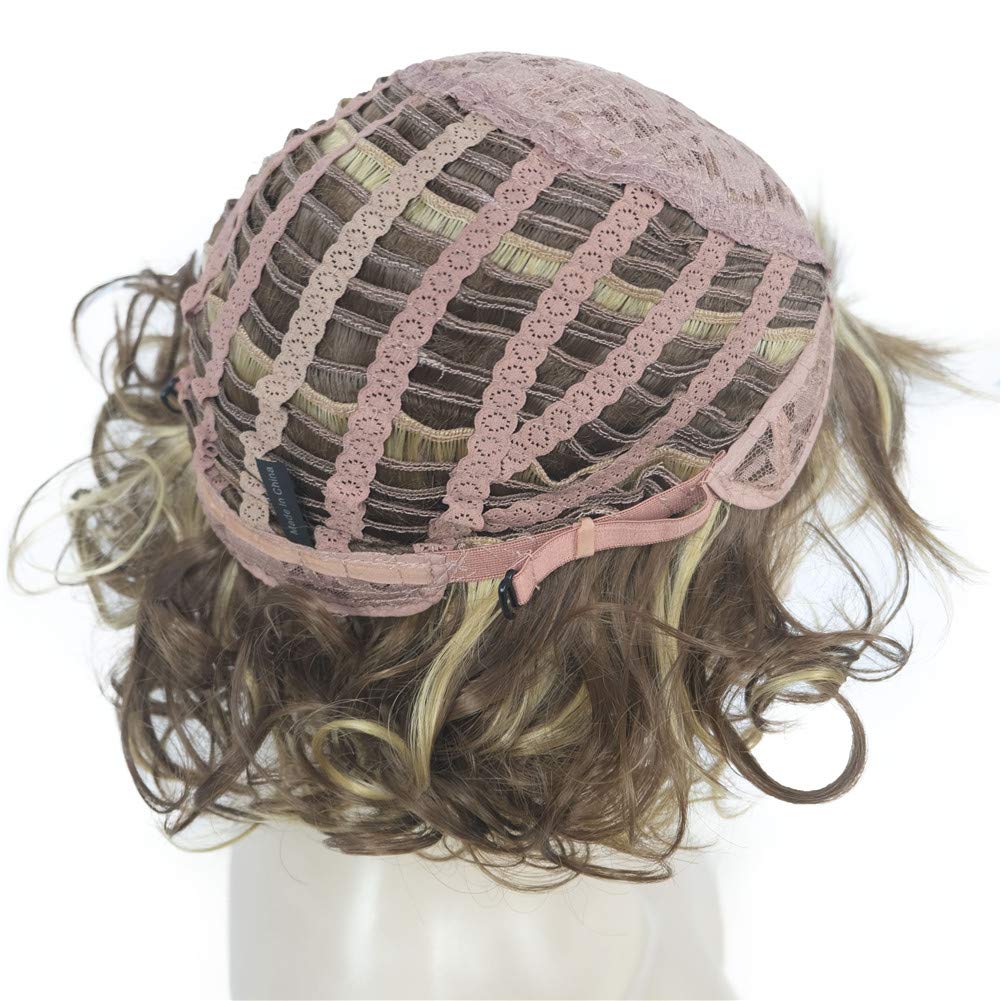 Aimole Short Curly Hair Blonde/Auburn Natural Wigs Women Synthetic Capless Wig