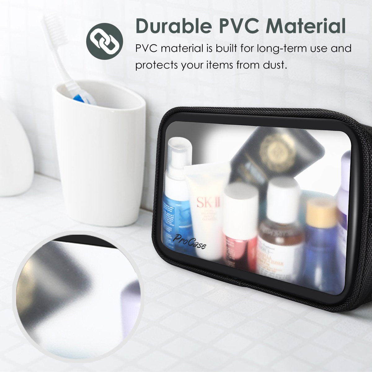 ProCase TSA Approved Travel Toiletry Bag Pouch, Matte Clear Travel Organizer Airport Carry-On Checkpoint Airline Compliant Storage Bag for Toiletries Liquids Creams and Cosmetics