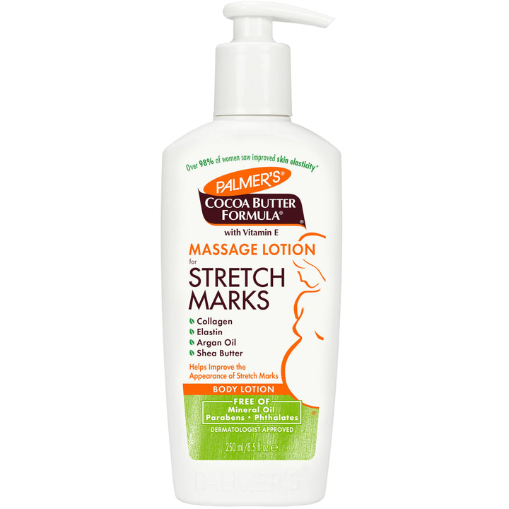 Palmer's Cocoa Butter Formula Massage Lotion For Stretch Marks, Pregnancy Skin Care, Belly Cream with Collagen, Elastin, Argan OIl and Shea Butter, 8.5 Ounces