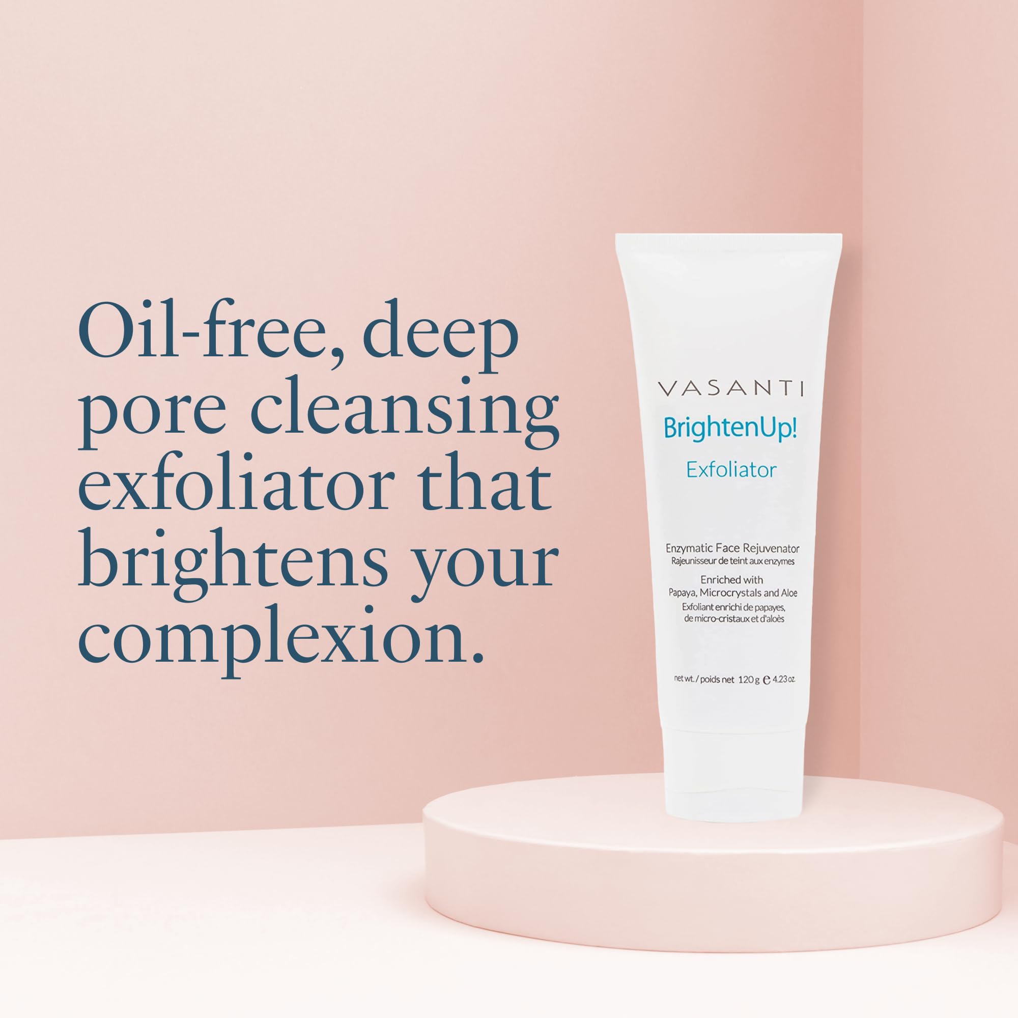 VASANTI Brighten Up! Enzymatic Face Rejuvenator (20g) - Gentle Scrub Brightens Exfoliates Cleanses Skin Paraben-Free Vegan Friendly Skincare