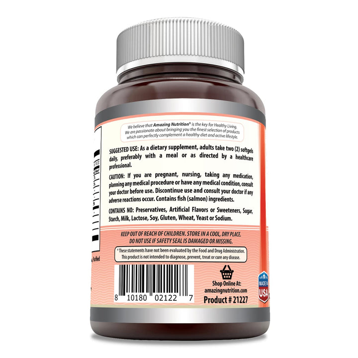 Amazing Omega Wild Alaskan Salmon Oil 2000mg Per Serving 180 Softgels Supplement