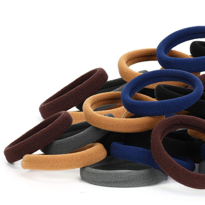50PCS Hair Ties for Women, Cotton Seamless Hair Bands, Elastic Ponytail Holders, No Damage for Thick Hair, 2 Inch in Diameter, 6 Colors by NSpring
