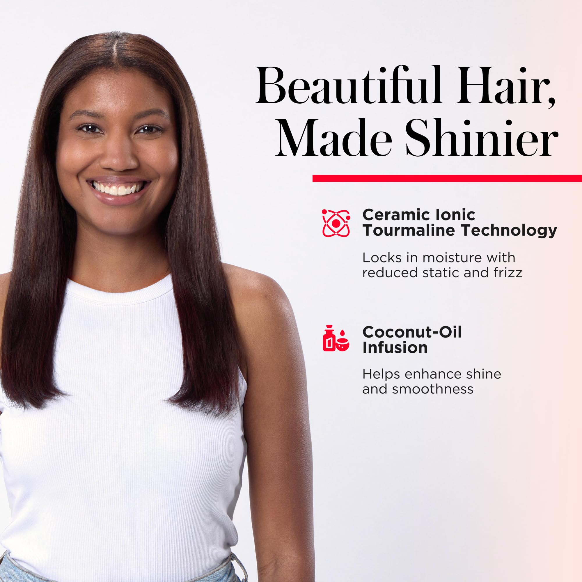 REVLON SmoothStay XL Straightening Brush - Hair Straightener Heated Hair Brush for Sleek, Long-Lasting Straight Hairstyles, Enhanced Shine and Moisture