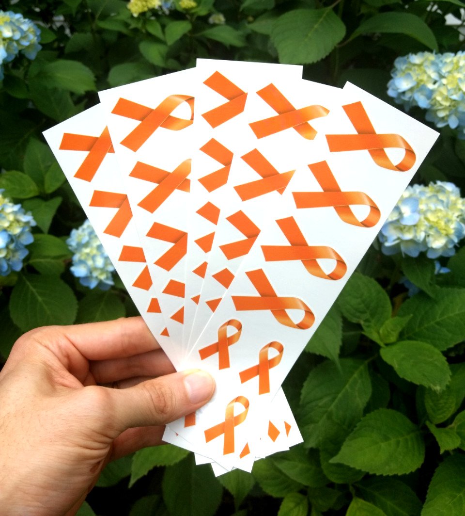40 Orange Ribbon Temporary Tattoos: Multiple Sclerosis, Lupus, Leukemia Awareness Tattoo