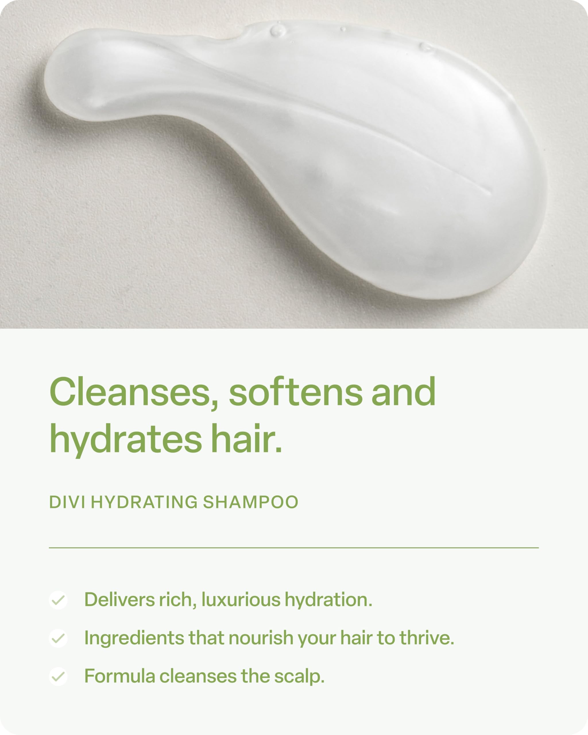 divi Hydrating Shampoo for Women and Men - Gently Cleanses and Removes Scalp Buildup - Hydrates, Strengthens, and Nourishes Hair - Vegan, Cruelty-Free, Paraben-Free - Travel Size, 2 Fl Oz