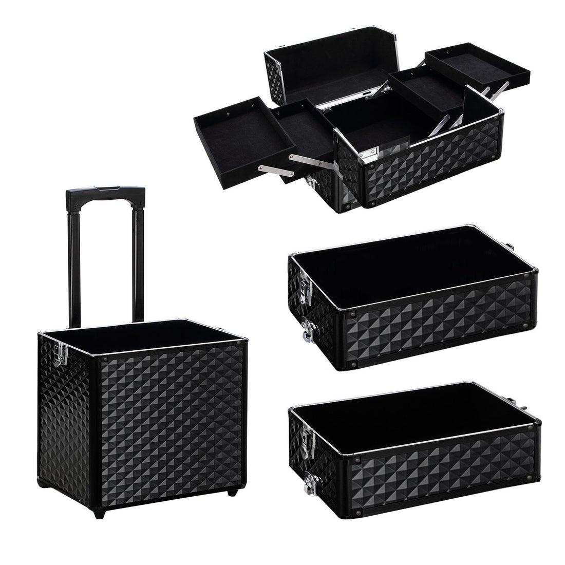 WarmieHomy Makeup Train Case Diamond Black
