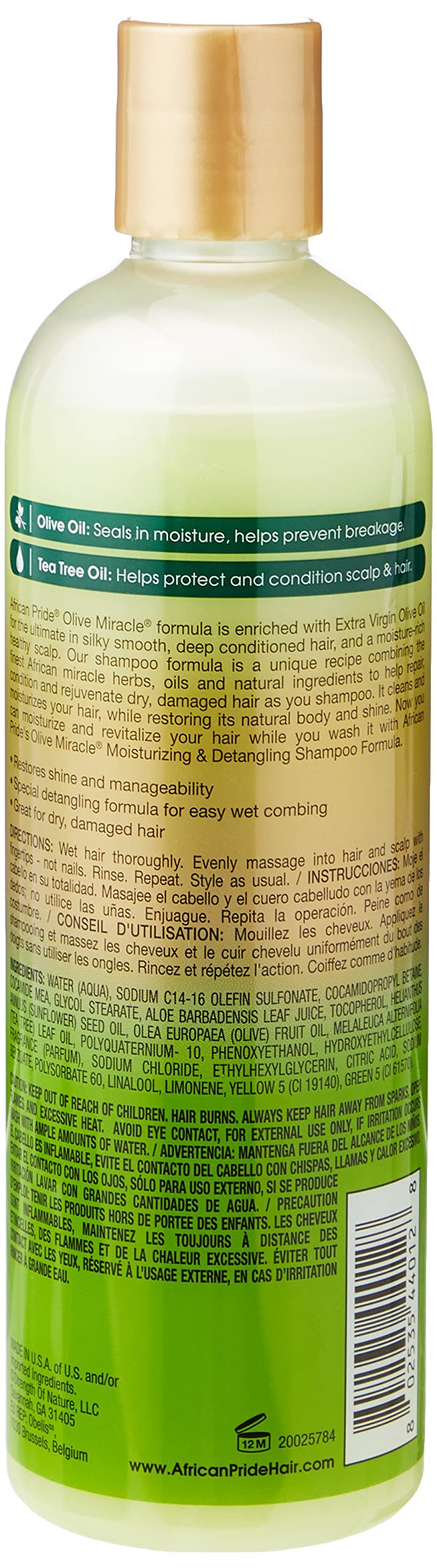 African Pride Olive Miracle 2 in 1 Shampoo & Conditioner 12 Oz