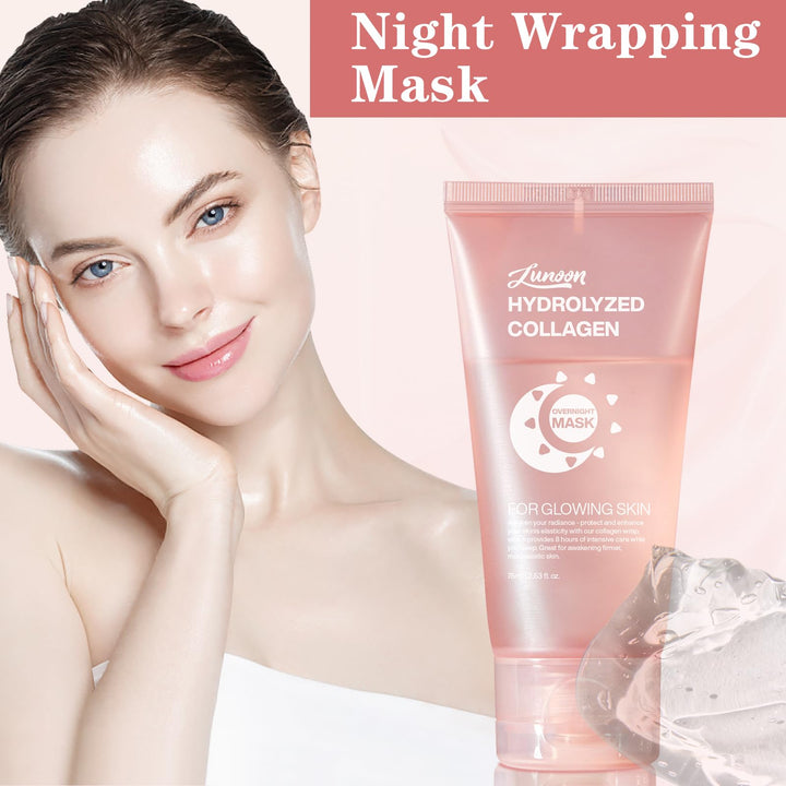 JISKG 2 Pcs Collagen Night Wrapping Mask, Hydration Elasticity Firming Skin Deep Facial Treatment Bio Collagen Sleeping Mask.