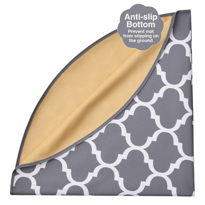 Round Splat Mat for Under High Chair/Arts/Crafts by CLCROBD, 53 Baby Anti-Slip Food Splash and Spill Mat for Eating Mess, Waterproof Floor Protector and Table Cloth (Round Lattice)