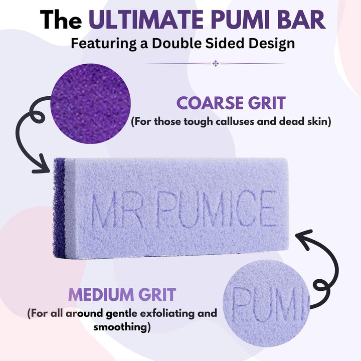 Mr. Pumice Ultimate Pumi Bar 2 in 1 (Coarse/Medium), Lavender/Purple, 1 piece