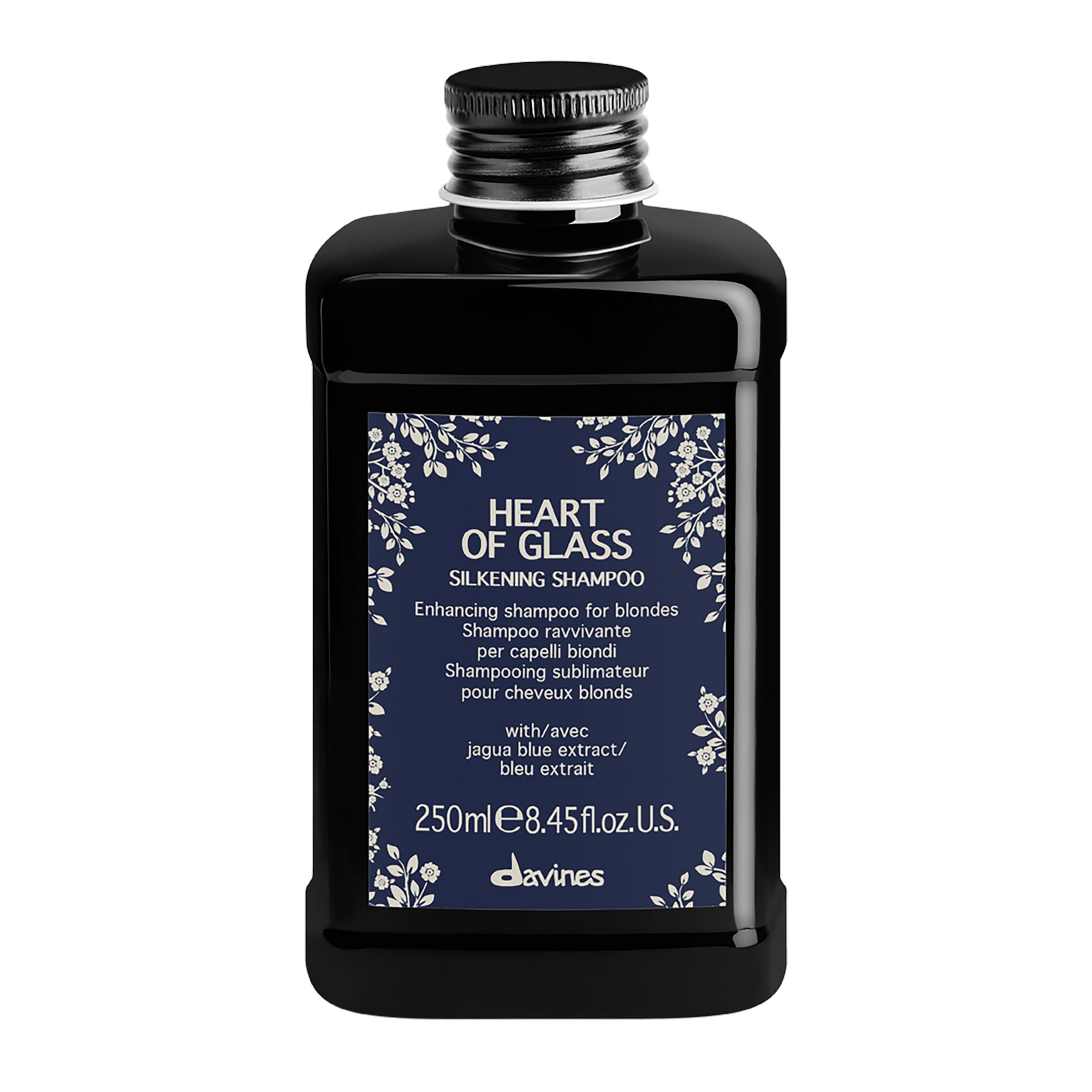 Davines Heart of Glass Silkening Shampoo for Blonde Care, 8.45 fl. oz. (Pack of 1), Black