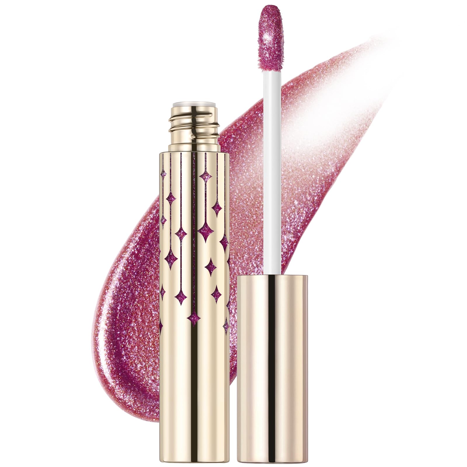 FOCALLURE High Shine Glitter Lip Gloss,Hydrates and Soothes Lips for a Gorgeous,Delivers a Non-sticky Glossy finish,Long-lasting Shine & Fuller-looking Lip Makeup,PK03 ENVY SHADOW