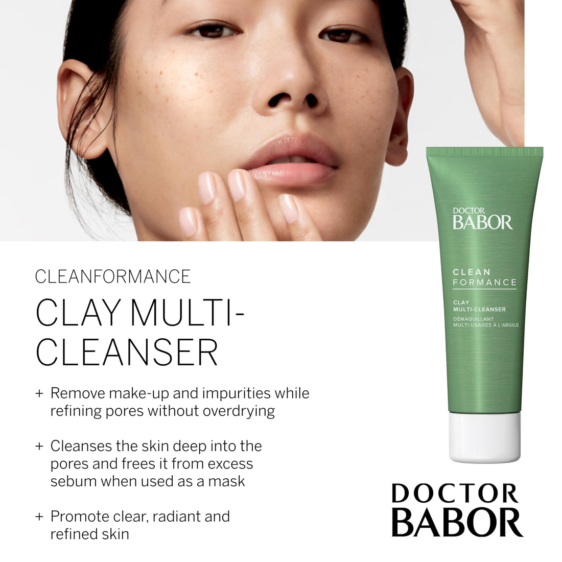 BABOR CLEANFORMANCE CLAY MULTI-CLEANSER, Prebiotic and Probiotic Face Mask and Cleanser, Refines Pores without Over-Drying, Clean Ingredients, Vegan