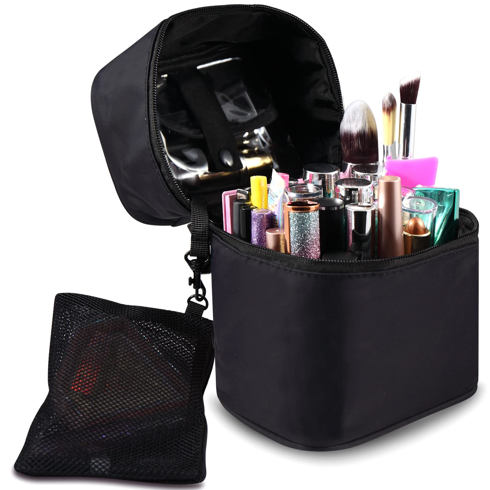 Bysiter Black: Makeup Brush Organizer Artist Makeup Bag Brushes Set Case Professional Travelling Brush Pen Pencil Holder Make Up Cup Storage Organizer Case Pencil Pouch Cosmetic Bag for T