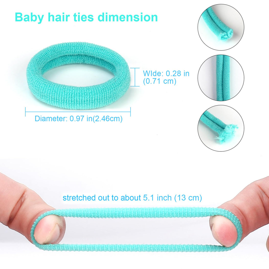 300PCS Kids Toddler Hair Ties for Girls, Cotton Baby Hair Ponytail Holders, Tiny Seamless Elastic Hair Bands, Enough Soft and No Damage, 15 Colors, by Qarwayoc