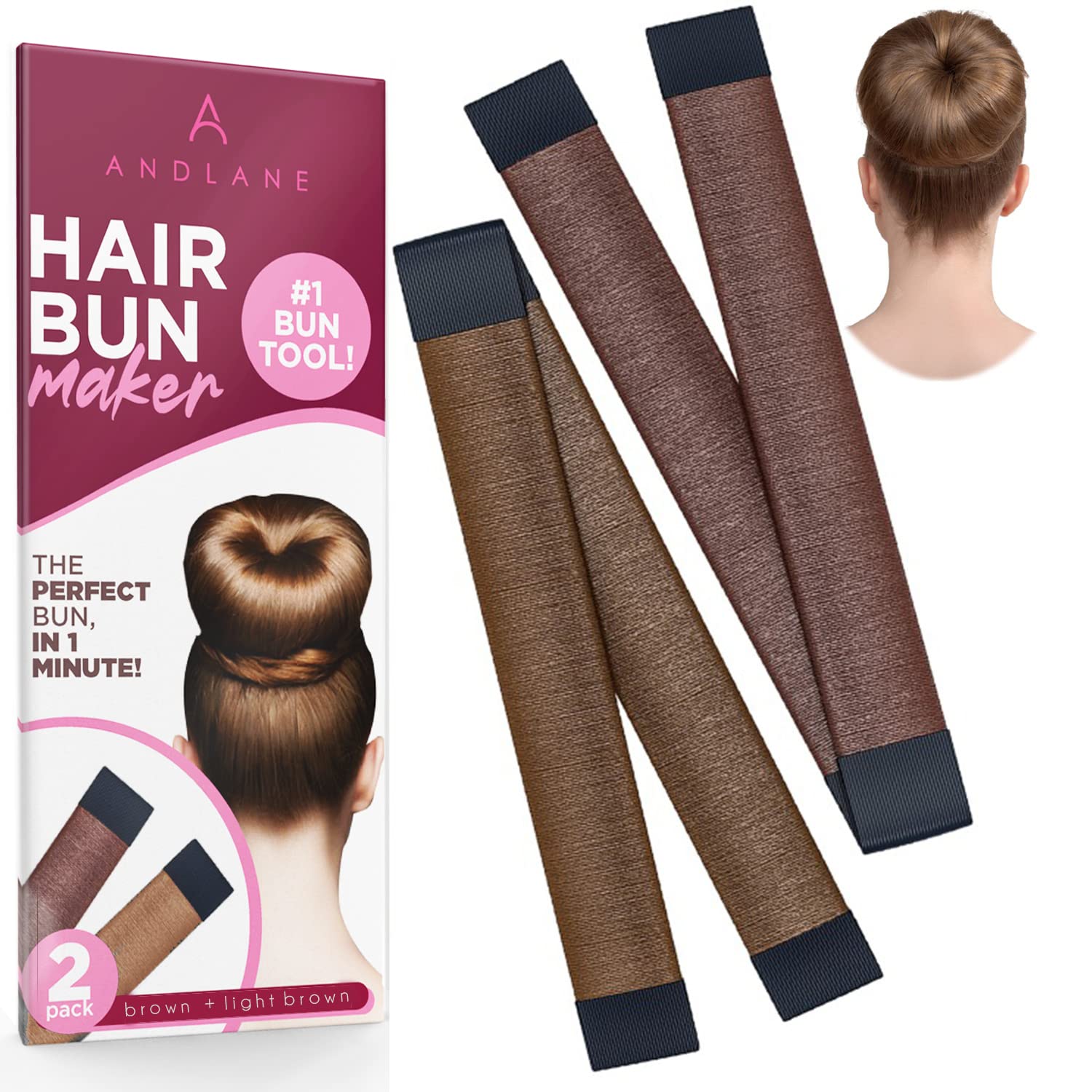 Fast Hair Bun Maker French Twist Hair Fold Wrap Snap (1 Brown