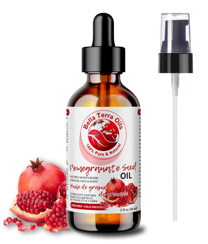 Bella Terra Oils - Organic Pomegranate Seed Oil 2oz - Cold-Pressed & Pure, Rich in Nutrients for Skin & Hair, A Beauty Essential