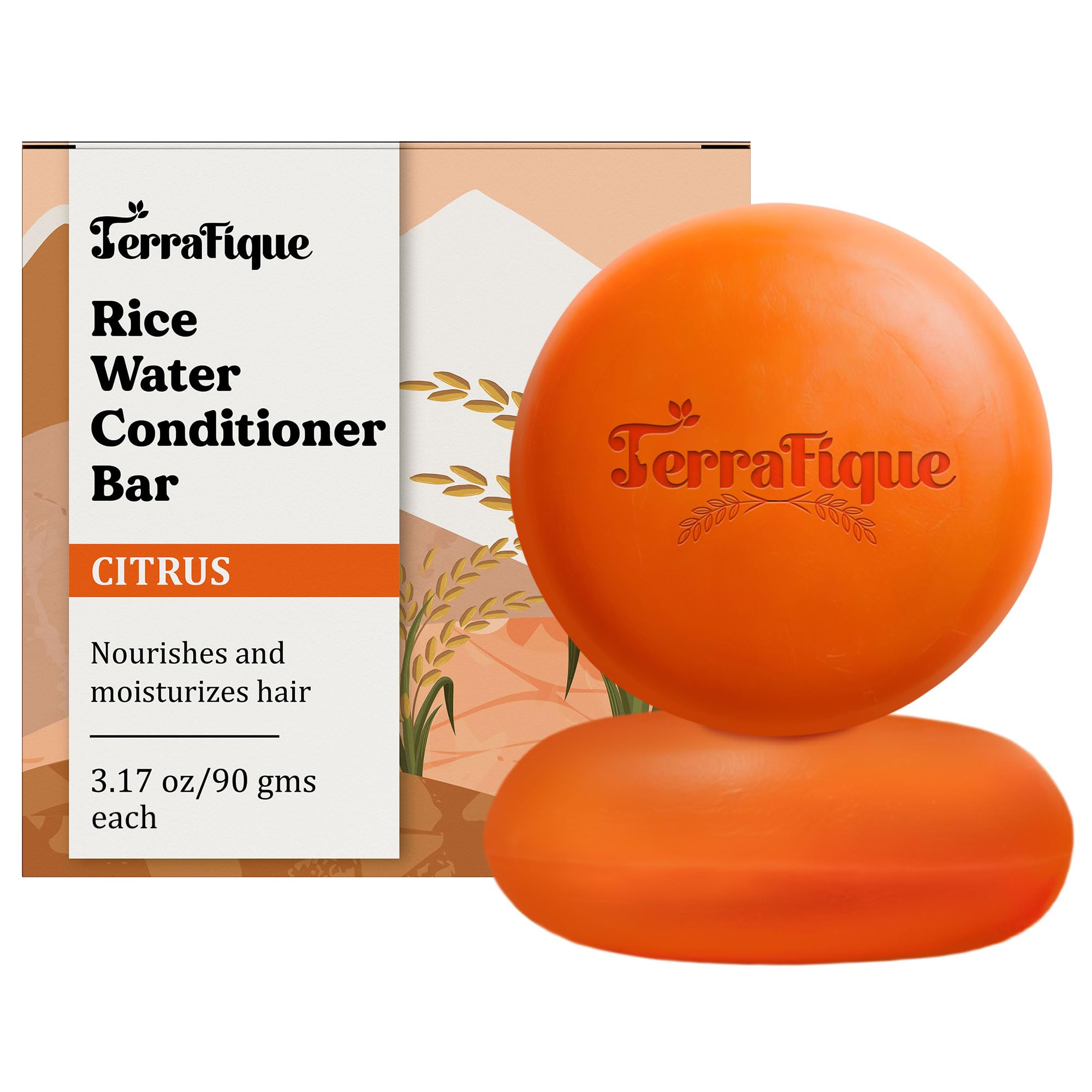 TERRAFIQUE Rice Water Conditioner Bar - Travel Size - Hair Conditioner for Women - 3.17 Oz - Pack of 2