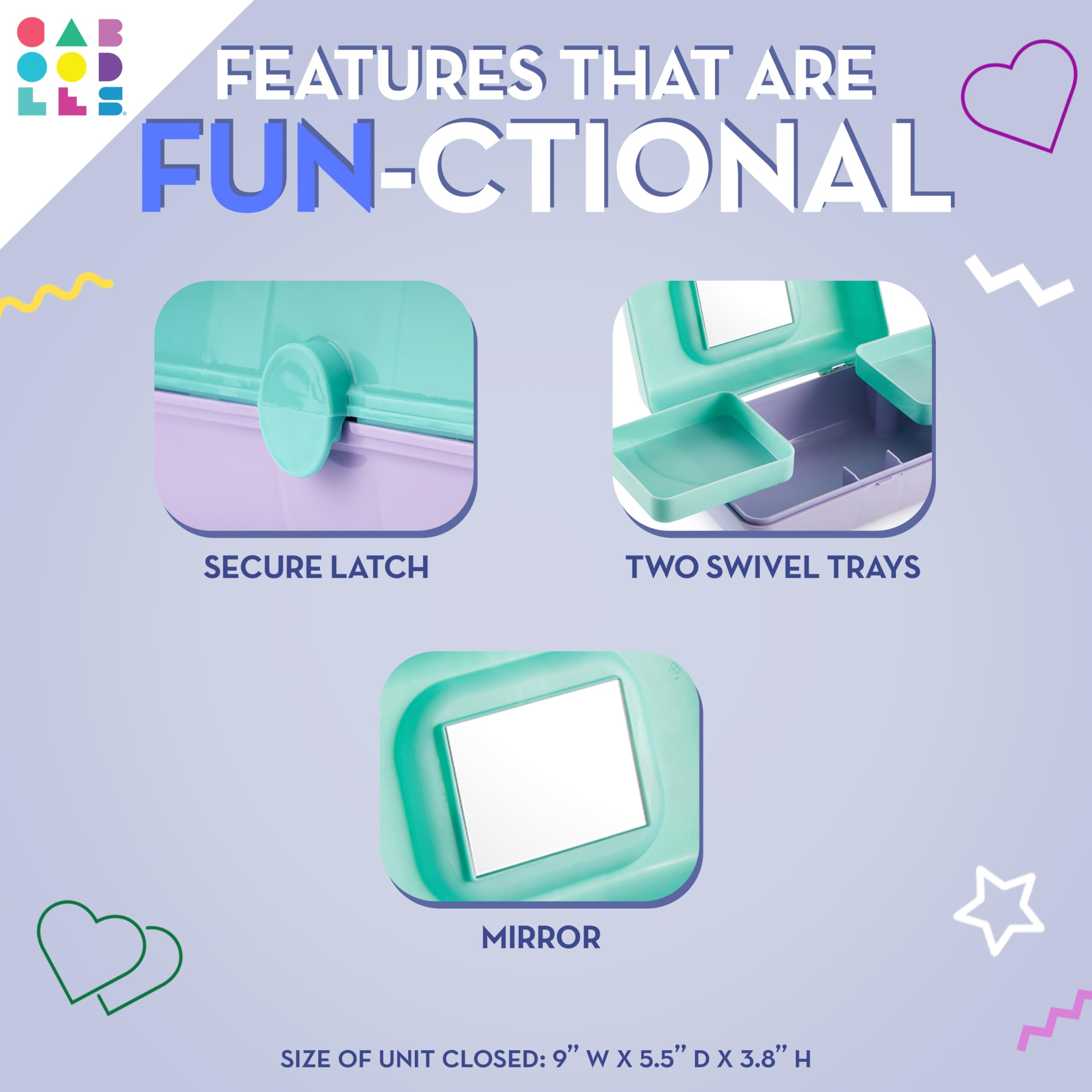 Caboodles Stay Retro - Pretty In Petite Makeup Organizer | Compact Carrying Cosmetic Case, Periwinkle Blue Over Pink