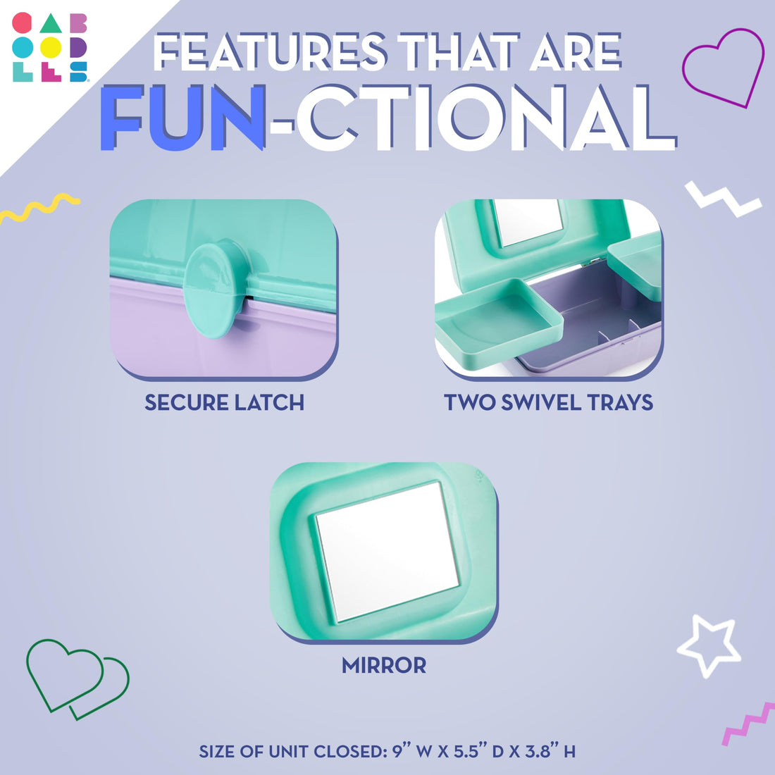 Caboodles Stay Retro - Pretty In Petite Makeup Organizer | Compact Carrying Cosmetic Case, Periwinkle Blue Over Pink