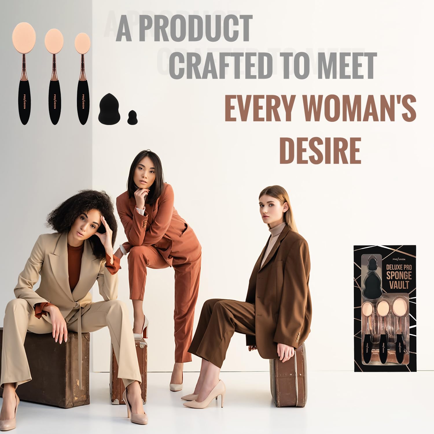 Profusion Cosmetics Deluxe Pro 5 Piece Beauty Sponge Vault Set