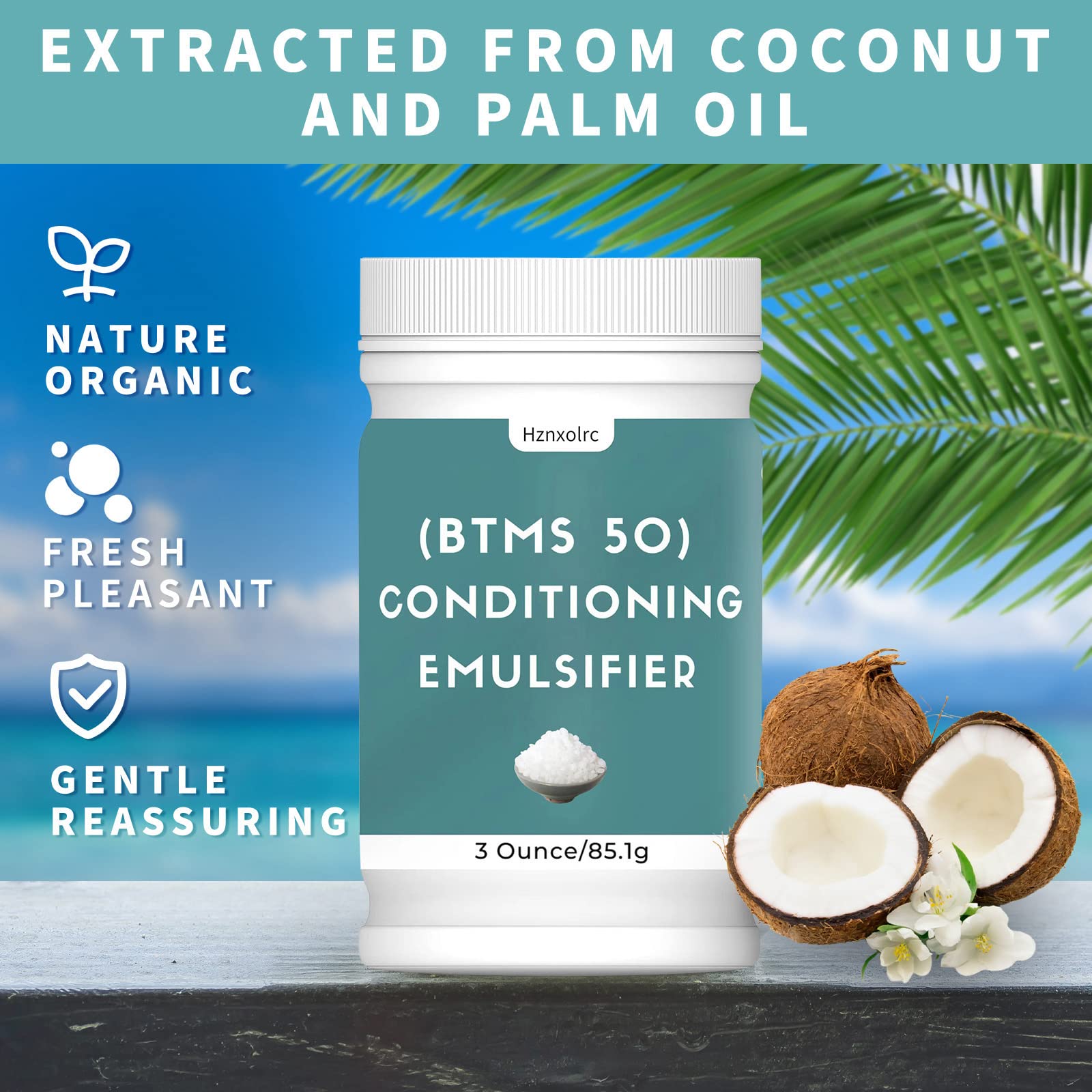 3 oz BTMS 50 Conditioning Emulsifier for Making Leave-in Conditioner, Premium BTMS 50 Conditioning Emulsifier Granules, Higher Activity than BTMS 25, Suitable for Making Lotions, Shampoos and More