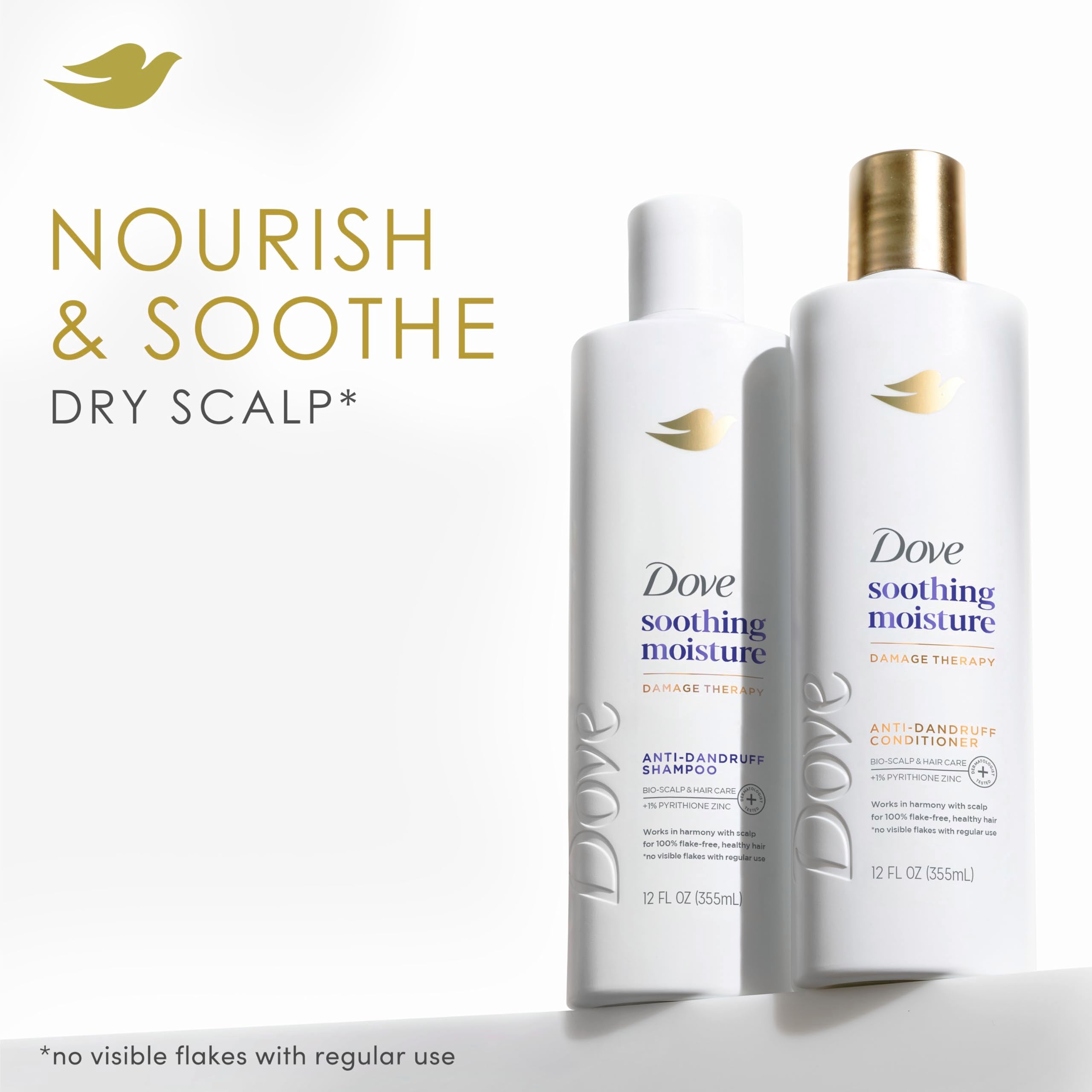 Dove Damage Therapy Derma Shampoo Soothing Moisture Pack of 6 for Flaky Scalp with Pyrithione Zinc and Almond Oil 12 Fl Oz