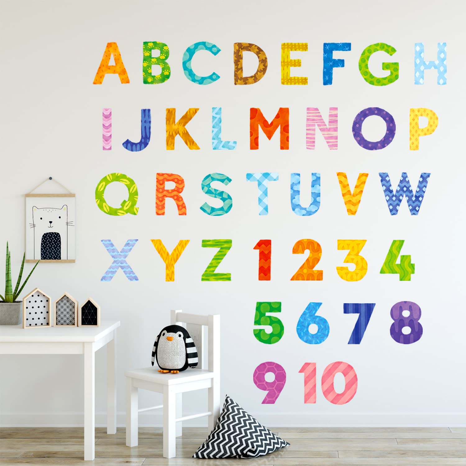 DECOWALL DS9-4003 Uppercase Alphabet Letter Numbers Kids Wall Stickers Wall Decals Peel and Stick Removable Wall Stickers for Kids Nursery Bedroom Living Room