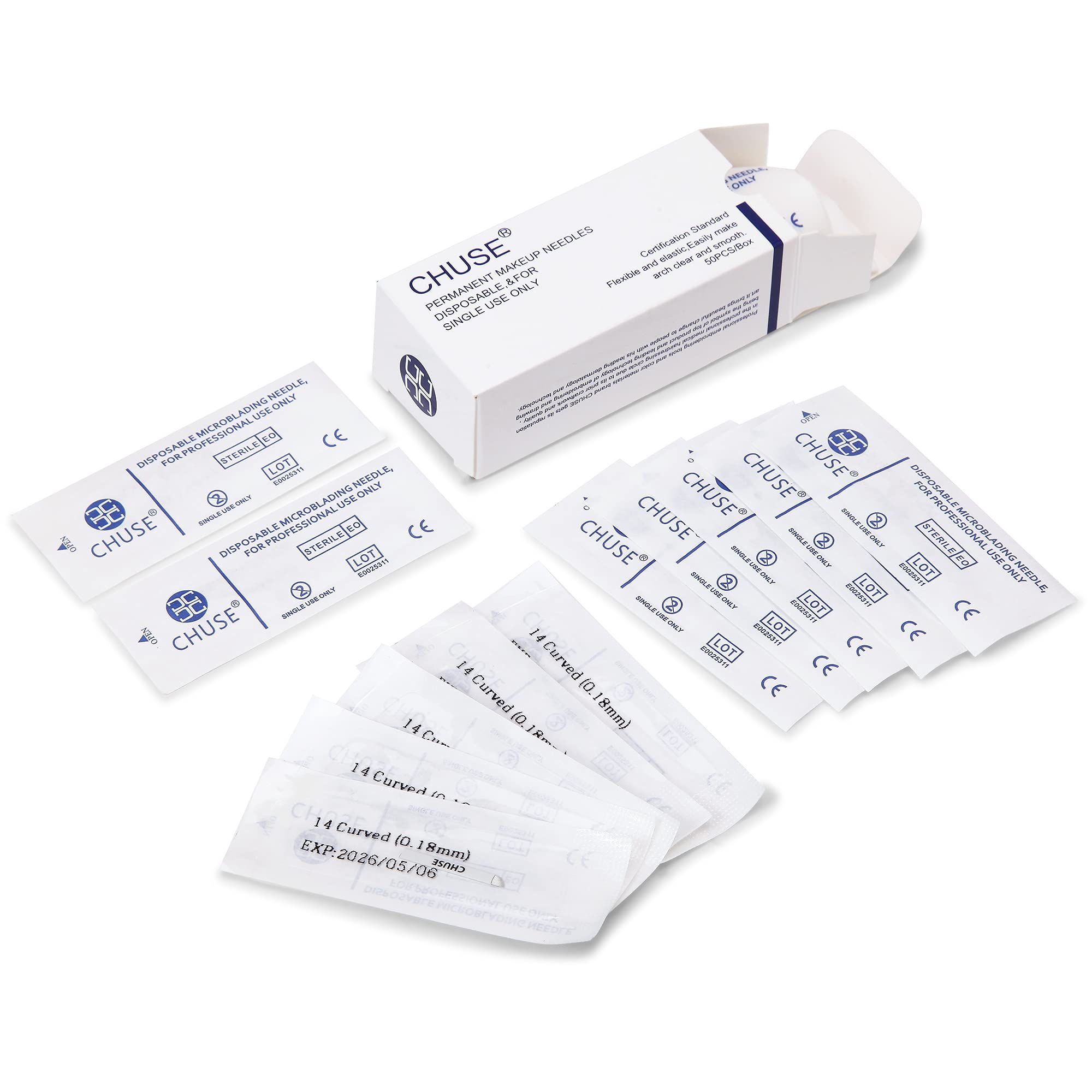 CHUSE 14 Curved 50pcs 0.18mm Nano Mircoblading Needle Permanent Makeup Manual Eyebrow Tattoo Needle