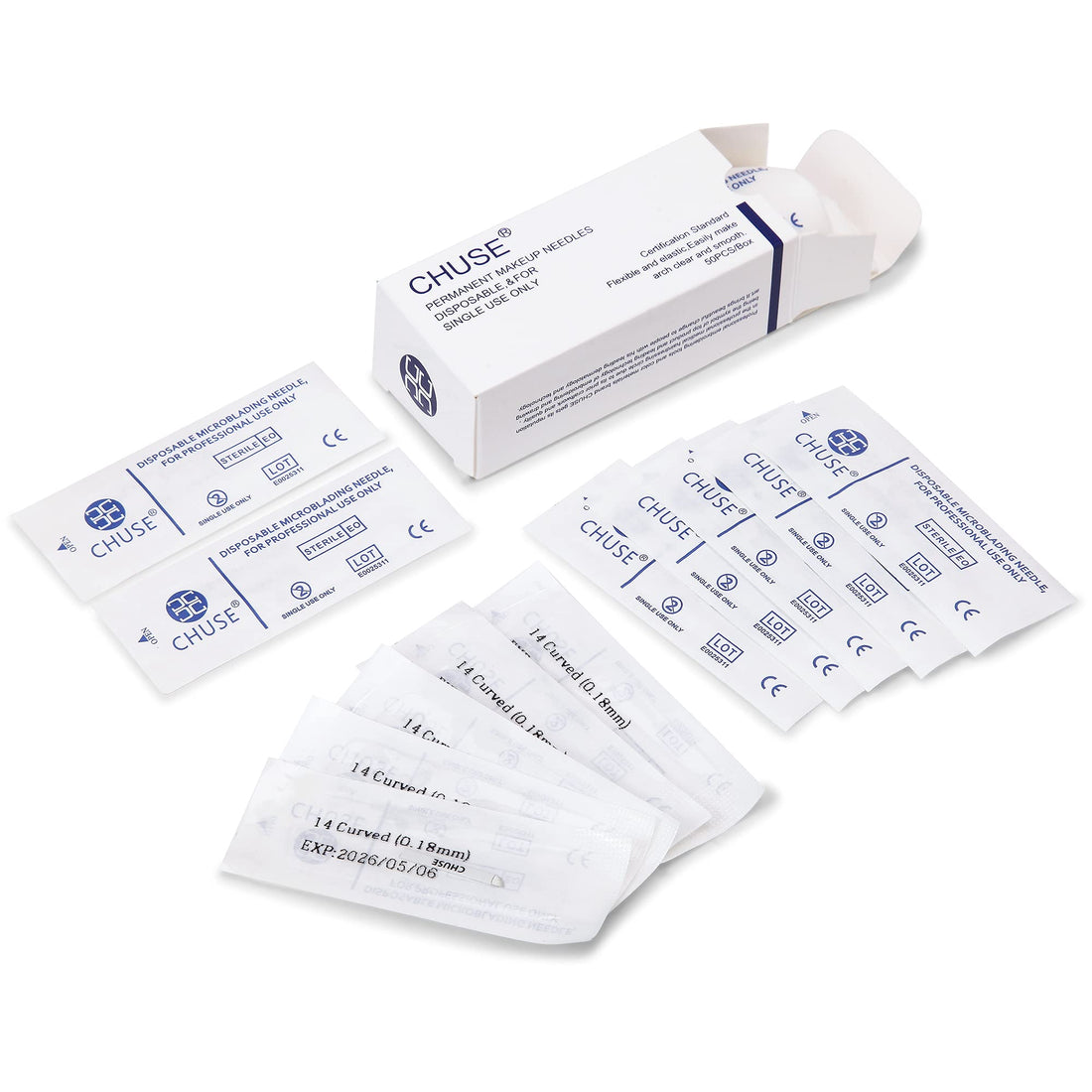 CHUSE 14 Curved 50pcs 0.18mm Nano Mircoblading Needle Permanent Makeup Manual Eyebrow Tattoo Needle