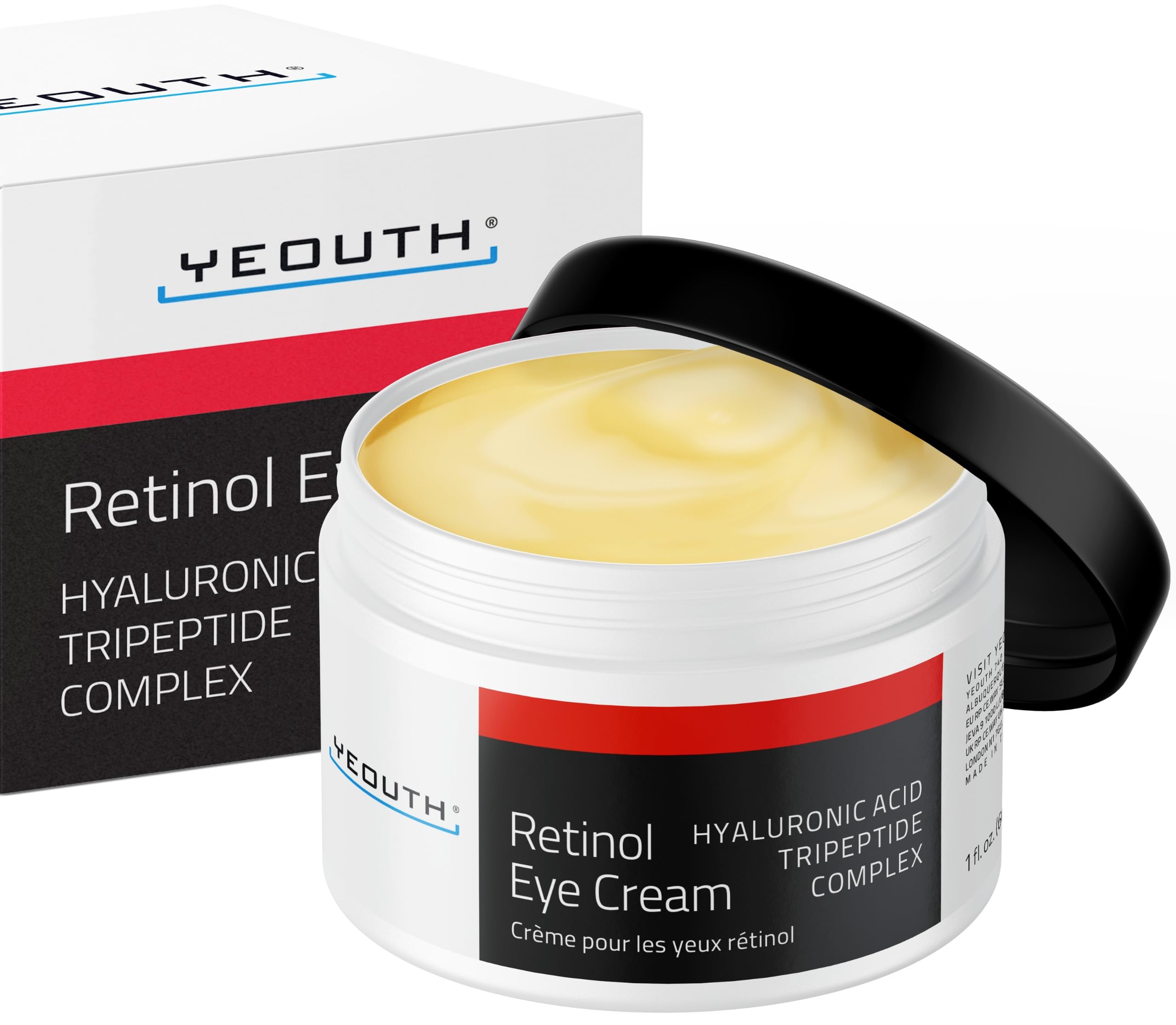 Retinol Eye Cream 2.5% from YEOUTH Boosted w/Retinol, Hyaluronic Acid, Caffeine, Green Tea, Anti Wrinkle, Anti Aging, Firm Skin, Even Skin Tone, Moisturize and Hydrate - Guaranteed