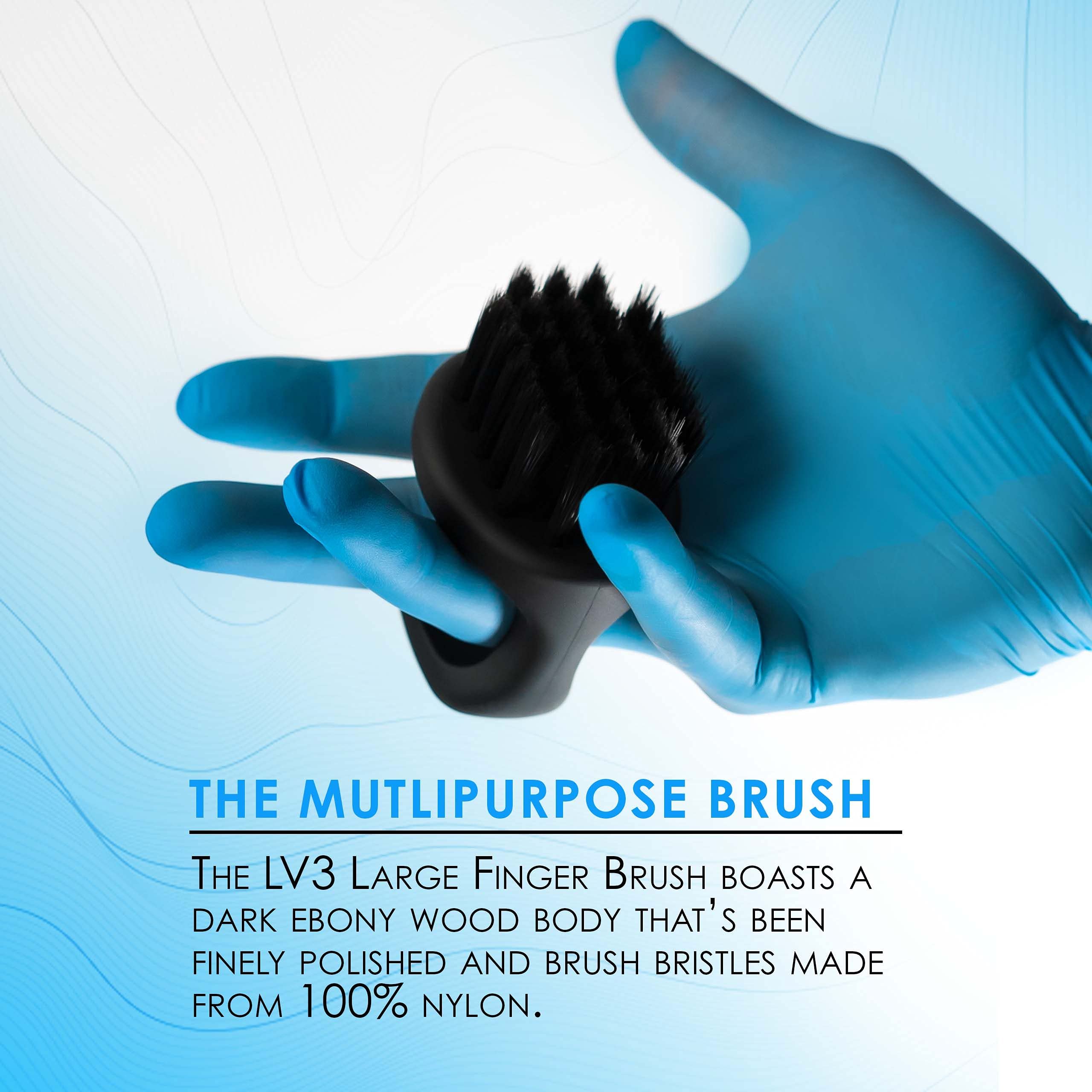 Level 3 Large Finger Brush - Barber Supplies and Barber Accessories - Gentle for Comfort Yet Firm for Brushing - Level Three Nylon Bristles - Use for Clippers and Personal Care