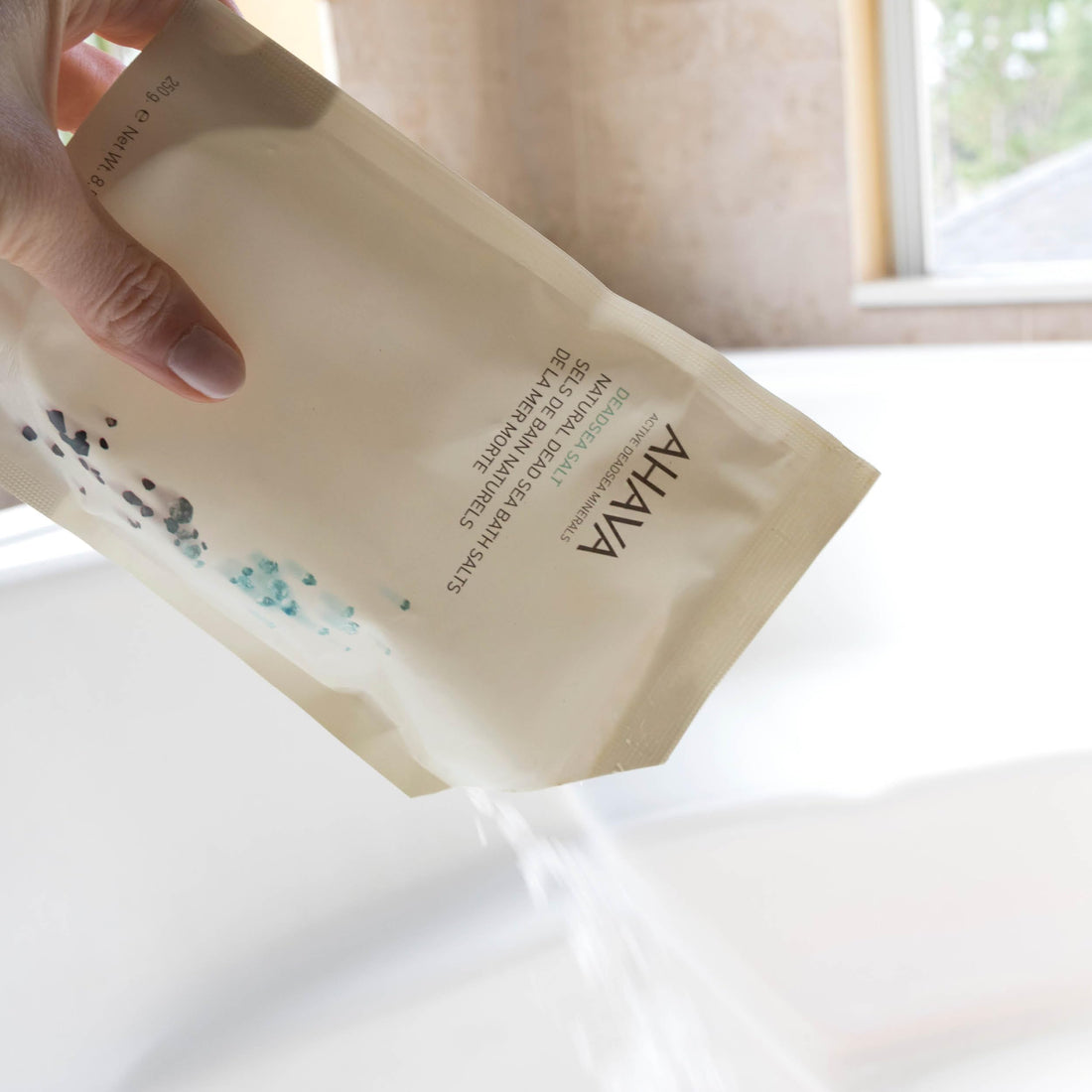 AHAVA Dead Sea Mineral Bath Salt- Intense Relaxation for Body & Mind, Elevates Moisture, Softens & Eases Sore Muscles, Enriched by Exclusive Dead Sea Salt & Osmoter, 8.5 Oz.