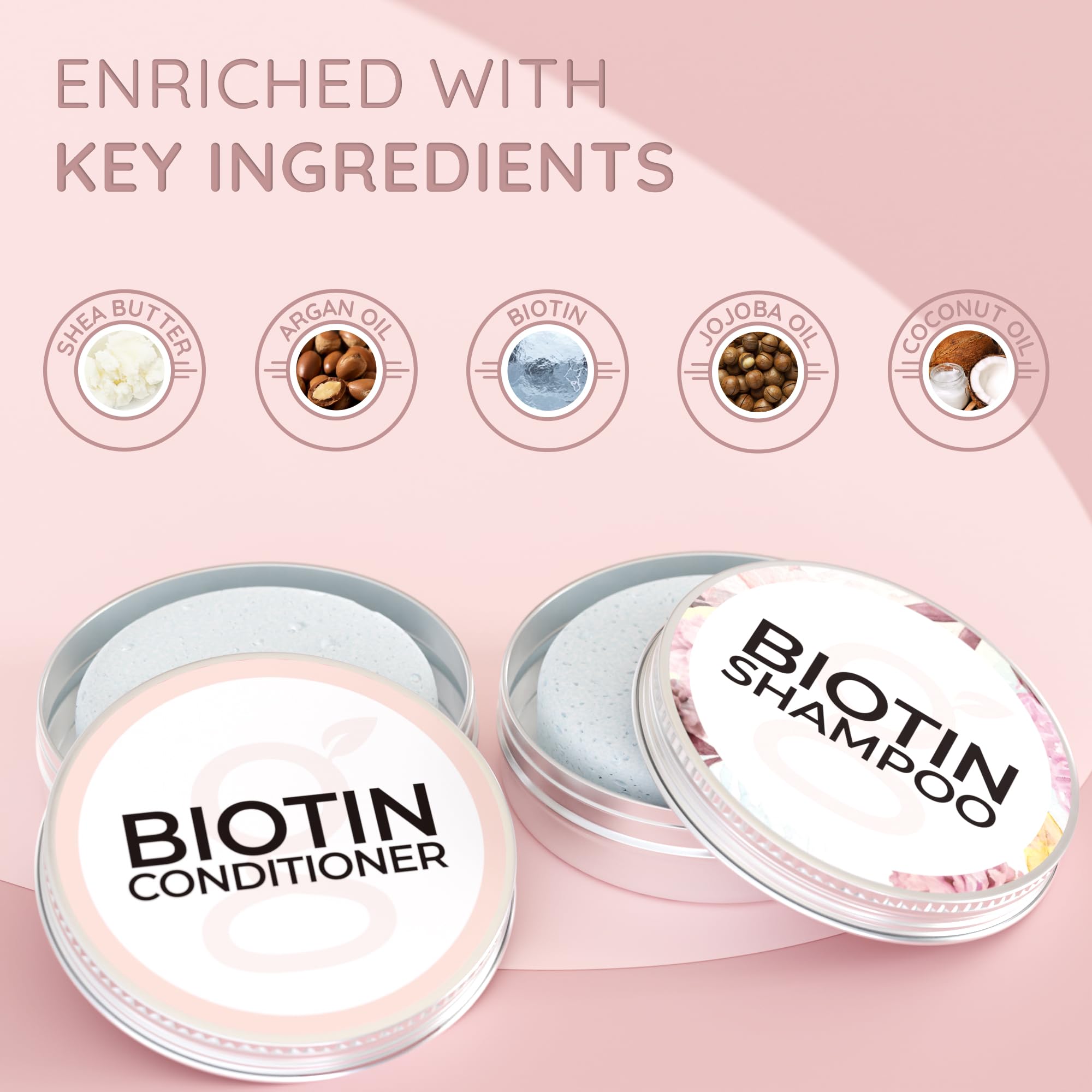 GoodMood Biotin Shampoo and Conditioner Bars for Hair Growth - Solid Set to Combat Thinning Hair Loss