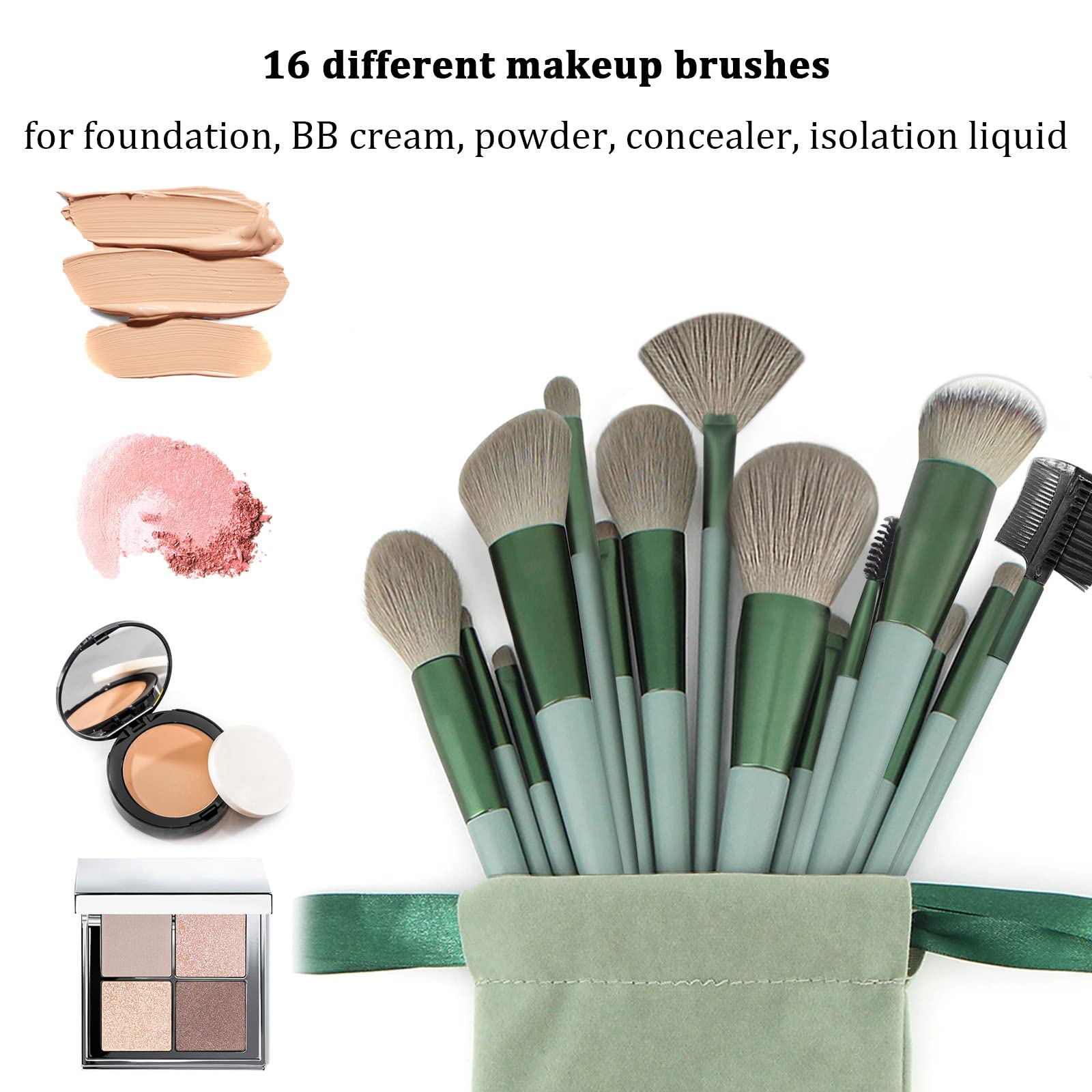 Koccido Makeup Brushes 30 Pcs Makeup Kit,Foundation Brush Eyeshadow Brush Make up Brushes Set (Green, 30 Piece Set Large)
