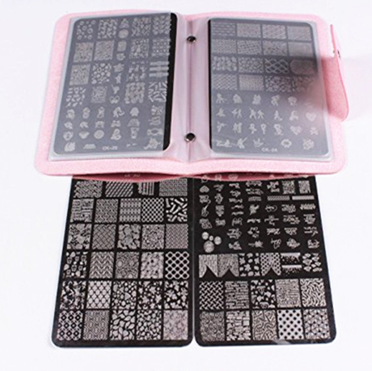 Finger Angel 4PCS Big Nail Art Stamp Plates With Stamping Image Plates Collection Manicure Tools Plate Organizers