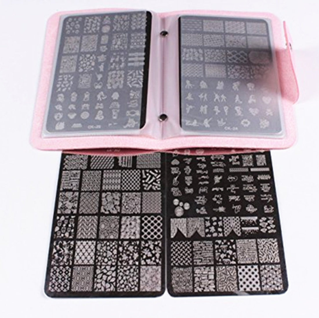 Finger Angel 4PCS Big Nail Art Stamp Plates With Stamping Image Plates Collection Manicure Tools Plate Organizers