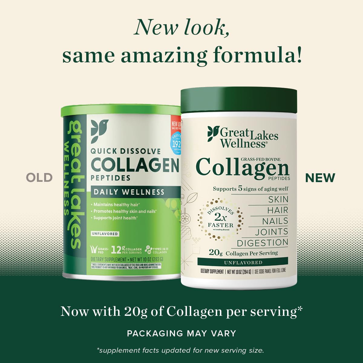 Great Lakes Wellness Collagen Peptides Powder for Skin, Hair, Nails, Joints & Digestion - Unflavored - Quick Dissolve Hydrolyzed, Non-GMO, Keto, Kosher - 10 oz